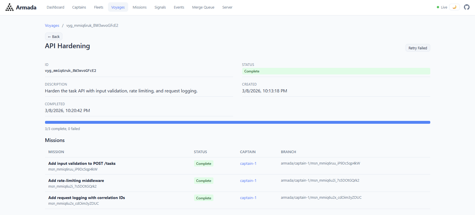 Armada Voyage Detail