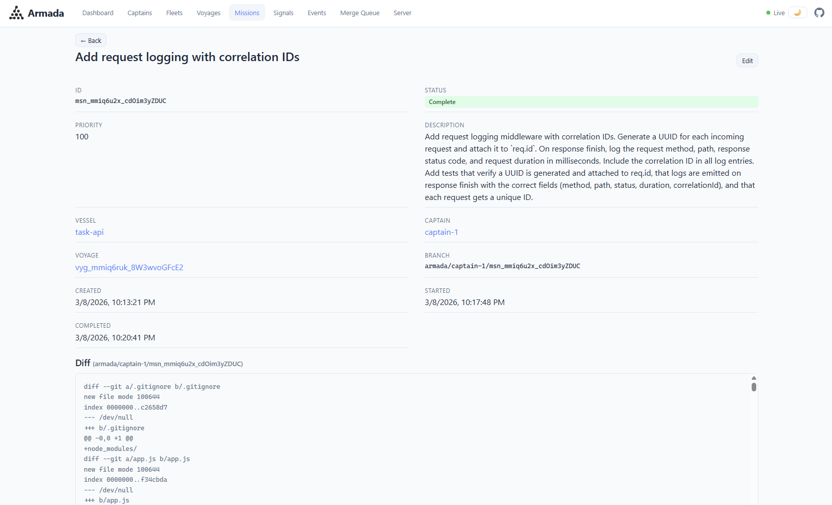 Armada Mission Detail